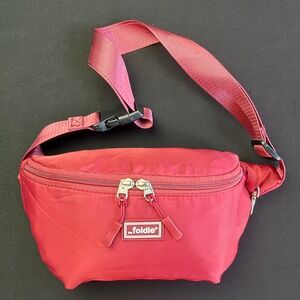 The Foldie Belt Bag Red RFID Safe Travel Crossbody Waist Pack Adjustable Strap